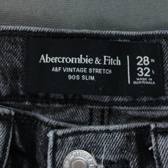 Abercrombie Fitch Jeans Mens 28x32 Black Distressed 90s Vintage Stretch Pants - Picture 3 of 9